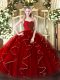 Custom Design Floor Length Ball Gowns Sleeveless Wine Red Quinceanera Gowns Zipper