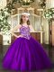 Latest Purple Lace Up Custom Made Pageant Dress Beading Sleeveless Floor Length