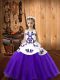 Purple Kids Formal Wear Sweet 16 and Quinceanera with Embroidery Straps Sleeveless Lace Up