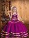Fuchsia Straps Lace Up Embroidery and Ruffled Layers Little Girl Pageant Dress Sleeveless