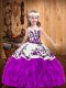 Lovely Purple Sleeveless Beading and Embroidery Floor Length Little Girls Pageant Gowns