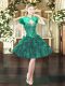 Mini Length Ball Gowns Sleeveless Dark Green Prom Dress Lace Up