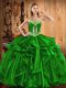 Stylish Ball Gowns Organza Sweetheart Sleeveless Embroidery and Ruffles Floor Length Lace Up Ball Gown Prom Dress
