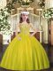 Best Straps Sleeveless Pageant Dress Wholesale Floor Length Beading Yellow Green Tulle