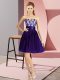 Dazzling Lace Evening Dress Purple Zipper Sleeveless Mini Length