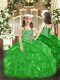 Exquisite Ball Gowns Pageant Dress Wholesale Green Straps Organza Sleeveless Floor Length Lace Up