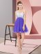 Adorable Lavender Empire Beading Prom Party Dress Criss Cross Chiffon Sleeveless Mini Length