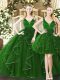 Floor Length Dark Green Quinceanera Gown Straps Sleeveless Lace Up