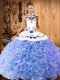 Fabulous Lavender Sweet 16 Dresses Military Ball and Sweet 16 and Quinceanera with Embroidery Halter Top Sleeveless Lace Up