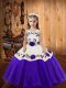 Purple Ball Gowns Embroidery Glitz Pageant Dress Lace Up Organza Sleeveless Floor Length