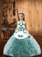 Multi-color Lace Up Straps Embroidery Winning Pageant Gowns Fabric With Rolling Flowers Sleeveless