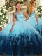 Elegant Ball Gowns Sweet 16 Dresses Multi-color Scoop Organza Sleeveless Floor Length Backless