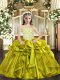 Yellow Green Ball Gowns Straps Sleeveless Organza Floor Length Lace Up Beading and Ruffles Kids Formal Wear