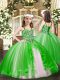 Straps Sleeveless Lace Up Pageant Dress Green Tulle
