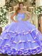 Exquisite Lavender Sleeveless Ruffled Layers Floor Length Quinceanera Gown