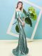 Floor Length Zipper Prom Evening Gown Apple Green for Prom and Party with Sequins