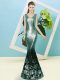 Modest Sequins Dress for Prom Turquoise Zipper Sleeveless Floor Length