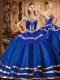 Dramatic Sweetheart Sleeveless Organza Quinceanera Gowns Embroidery Lace Up