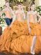 Custom Made Sleeveless Floor Length Beading and Ruffles Lace Up Sweet 16 Quinceanera Dress with Orange Red