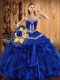 Smart Floor Length Ball Gowns Sleeveless Royal Blue Quinceanera Gown Lace Up