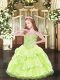 Appliques Little Girls Pageant Gowns Yellow Green Lace Up Sleeveless Floor Length