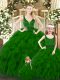 Green Zipper V-neck Ruffles Sweet 16 Dress Organza Sleeveless