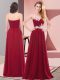 Smart Chiffon Sweetheart Sleeveless Lace Up Appliques Prom Evening Gown in Wine Red