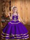 Custom Made Purple Ball Gowns Straps Sleeveless Organza Floor Length Lace Up Embroidery and Ruffled Layers Evening Gowns