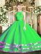 Green Tulle Zipper Scoop Sleeveless Floor Length 15 Quinceanera Dress Lace