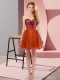 Mini Length Red Homecoming Dress Tulle Sleeveless Sequins