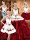 Halter Top Sleeveless Organza 15th Birthday Dress Embroidery and Ruffles Lace Up