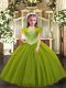 Olive Green Lace Up Straps Beading Little Girls Pageant Dress Wholesale Tulle Sleeveless