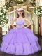 Great Straps Sleeveless Lace Up Little Girl Pageant Gowns Lavender Organza