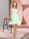 Sleeveless Tulle Mini Length Side Zipper Dama Dress for Quinceanera in Apple Green with Beading and Lace