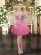 Rose Pink Prom Evening Gown Prom and Party with Beading Sweetheart Sleeveless Lace Up
