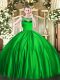 Colorful Green Satin Zipper Vestidos de Quinceanera Sleeveless Floor Length Beading