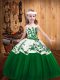 Straps Sleeveless Tulle Kids Formal Wear Embroidery Lace Up