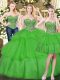 Low Price Organza Sweetheart Sleeveless Lace Up Beading and Ruffled Layers Sweet 16 Quinceanera Dress in Green