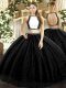 Halter Top Sleeveless Tulle Quince Ball Gowns Ruching Backless