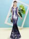 Deluxe Floor Length Lavender Prom Gown Sequined Sleeveless Sequins