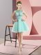 Beading and Bowknot Dress for Prom Apple Green Zipper Sleeveless Mini Length