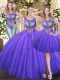 Smart Ball Gowns Sweet 16 Quinceanera Dress Lavender Sweetheart Tulle Sleeveless Floor Length Lace Up