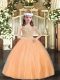 Floor Length Lace Up Kids Pageant Dress Orange for Party and Sweet 16 and Quinceanera and Wedding Party with Beading
