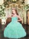 Fancy Apple Green Sleeveless Floor Length Beading and Ruffles and Pick Ups Lace Up Pageant Dresses