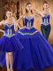Modest Sweetheart Sleeveless Lace Up 15 Quinceanera Dress Blue Tulle