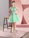 Sleeveless Mini Length Beading and Bowknot Zipper Prom Party Dress with Apple Green
