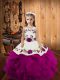 Purple Tulle Lace Up Straps Sleeveless Floor Length Child Pageant Dress Embroidery and Ruffles