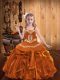 Hot Sale Orange Organza Lace Up Straps Sleeveless Floor Length Pageant Dresses Embroidery and Ruffles