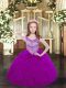 Top Selling Fuchsia Organza Lace Up Scoop Sleeveless Floor Length Pageant Dress Wholesale Beading and Ruffles