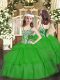 Organza Straps Sleeveless Lace Up Appliques and Ruffled Layers Little Girls Pageant Dress Wholesale in Green